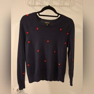 Banana Republic Navy Sweater with Red Heart Embroidery